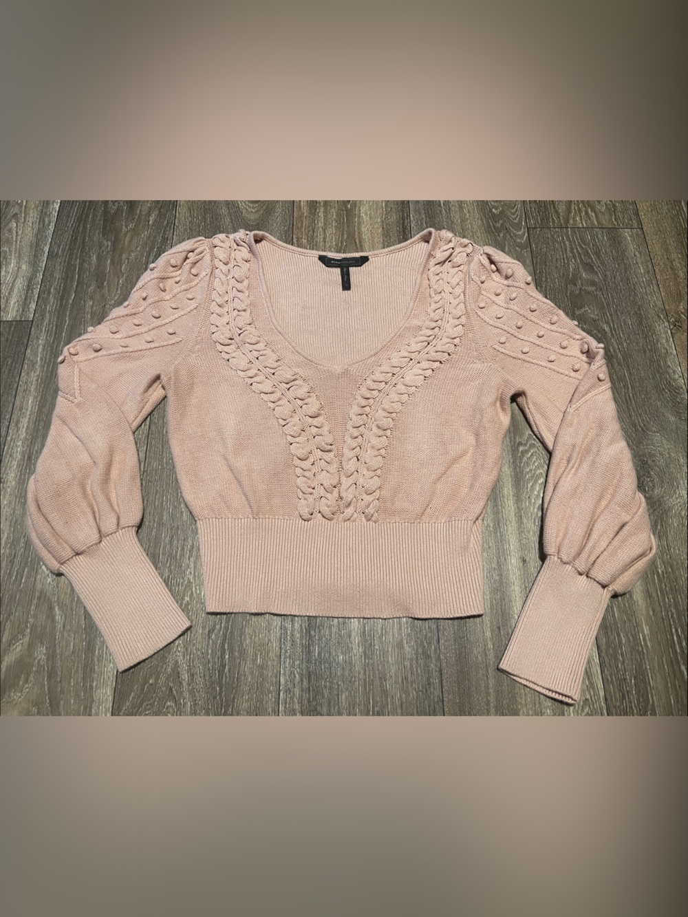 Women's BCBGMAXAZRIA Blush Pink Cable Knit Pullover Sweater